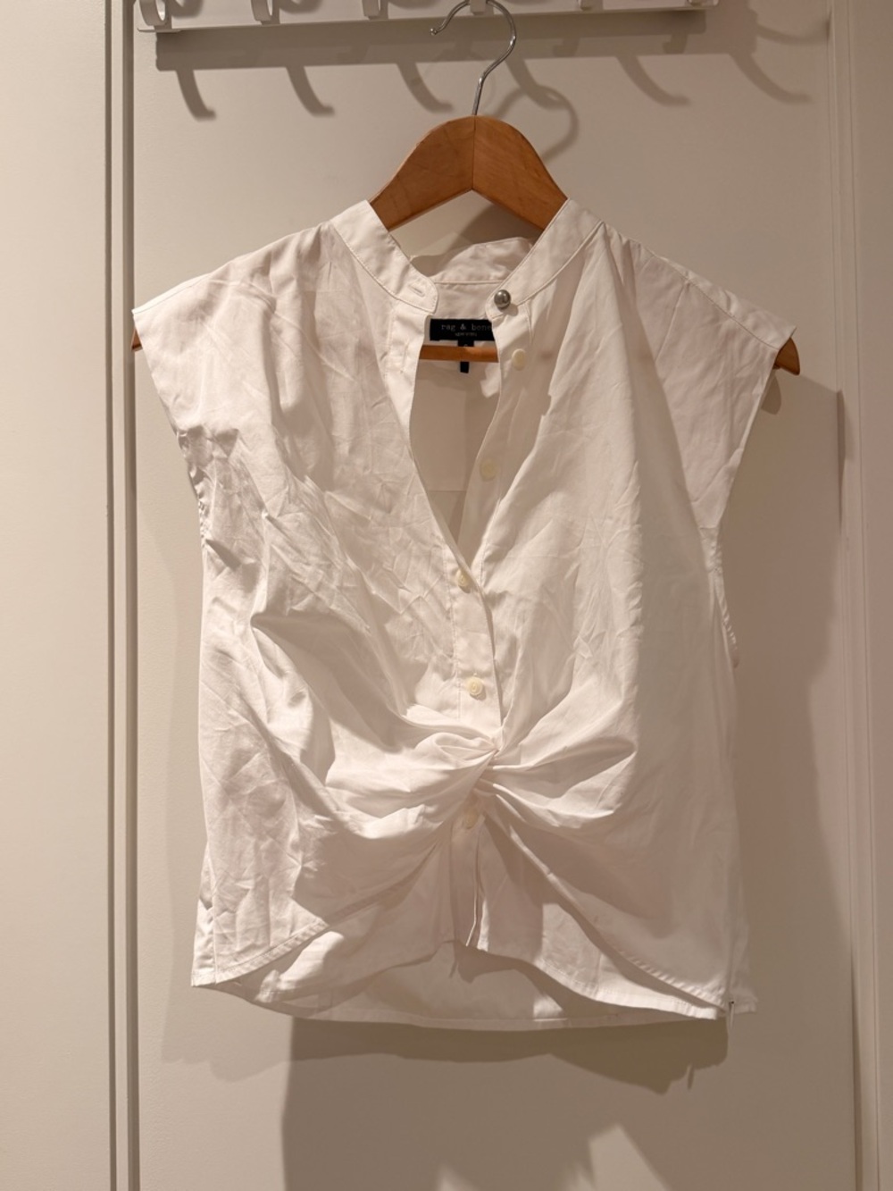 rag & bone White Poplin Sleeveless Blouse